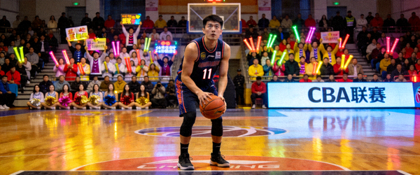 CBA联赛球员执行罚球，观众席座无虚席